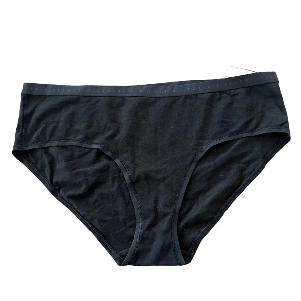 NWT Victorias Secret Size Large Black Hipster Hiphugger Panties Panty Cotton New